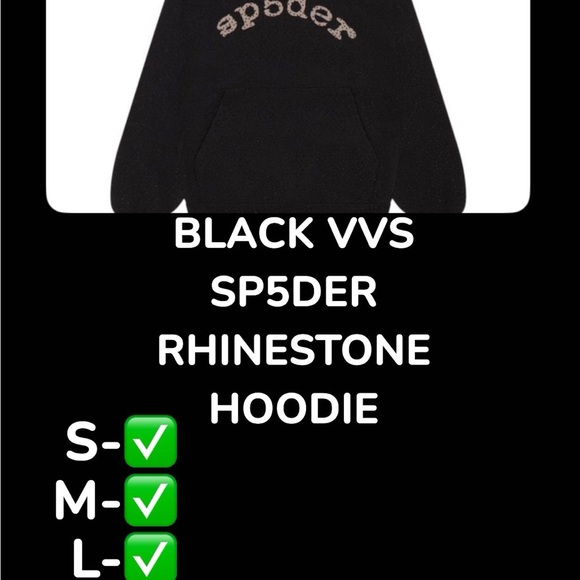 Black SP5DER Rhinestone Hoodie